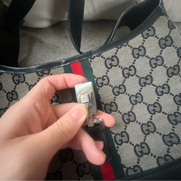 Gucci Jackie Black and Gray Monogram Shoulder Bag - Picture 3 of 8